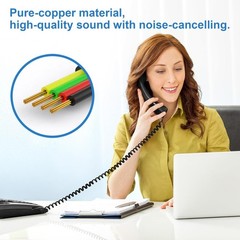 EZYUMM Phone Cord for Landline, 2 Pack Black Handset Telephone Cord, Universal