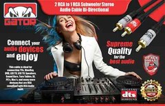 2 RCA to 1 RCA Male Subwoofer Audio Splitter Y Cable Stereo Bass Bi-Direction