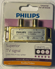 Philips Universal Four-Way 24K Gold Splitter SW3040W/17 • 5-2300MHz CBL TV SAT