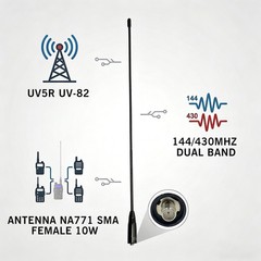 2-Pack Dual Band 144/430MHz SMA-Female for Baofeng UV-5R V Nagoya NA-771 Antenna