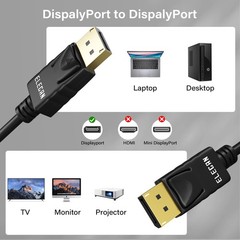 3 PCS VESA 4K DisplayPort 1.2 Cable 4 FT MaleToMale Gaming Monitor Cord