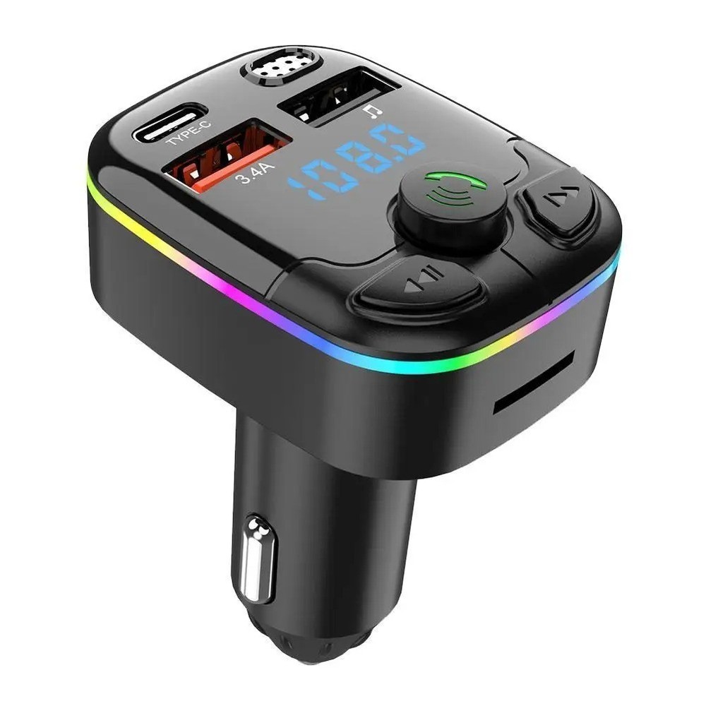 Bluetooth 5.0 Car Wireless FM Transmitter Adapter 2USB PD Charger AUX Hands-Free