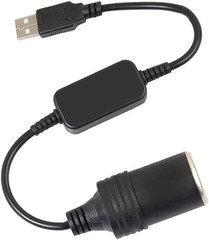 Portable 5V USB A to 12V Cigarette Lighter Socket for Travel and Dash Cameras