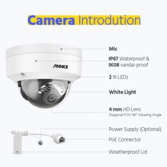 ANNKE 3K 5MP Audio POE Security IP Camera Outdoor Color Night Vision IP67 AC500