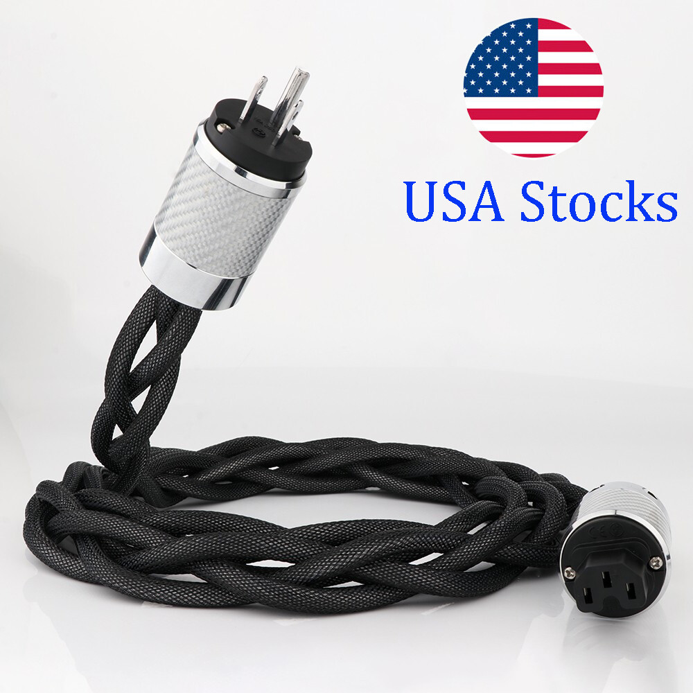 8N OCC HiFi Power Cable Silver Plated US AC Audio Main Power Supply Cable Cord