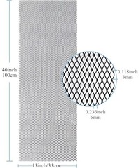 Universal Car Grill Mesh 40″ x 13″, Black-Painted 3 x 6mm Rhombic Hole black