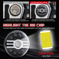 New Pair 7in Round Led Headlights High Low Beam Fit 2003-2007 Jeep Liberty