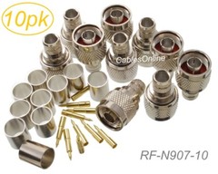 10-Pack, N Male Crimp Type RF Connectors for RG8/RG213/LMR400 Coax Wire