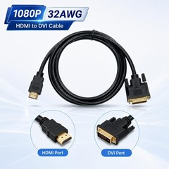1080P 32AWG Cable HDMI to DVI DVI to HDMI Cable 24+1 Male to Male Lot