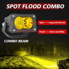 2x 3″ LED Pods Light Bar Amber Yellow Fog Lamp Offroad Driving Pod Truck ATV UTV