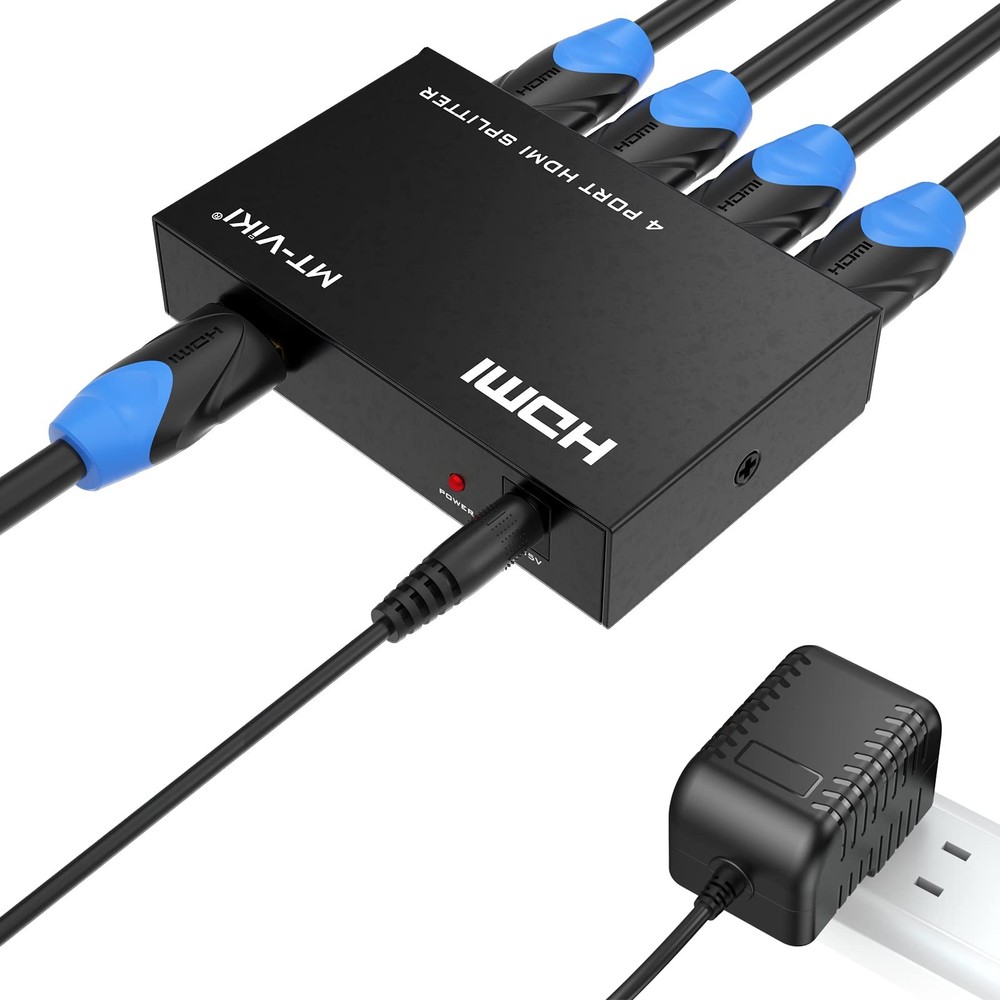 MT-ViKI HDMI Splitter 1 in 4 Out, 4K 30Hz Powered 1×4 4K30, black