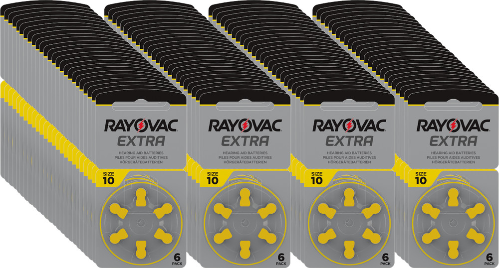 600x Rayovac Hearing Aid Batteries 10 Extra Advanced 1.45V 105mAh 10AU-6XEMF