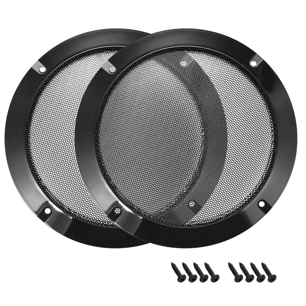 2x 6.5″ Black Car Speakers Cover Steel Mesh Sub Woofer Subwoofer Grill Protector