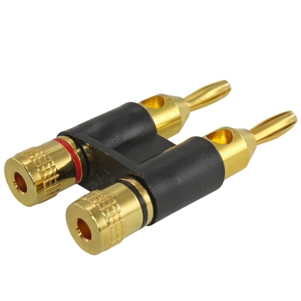 NEW Premium gold Dual 2 banana plug post jack speaker wire cable audio connector
