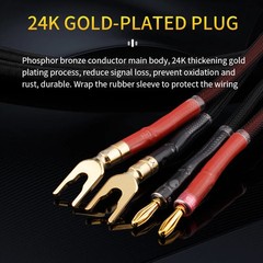 YYTCG HiFi Speaker Cable Oxygen-Free Copper 24K Gold Banana/Y Plug Audio Wire