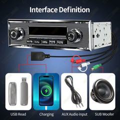 1 Din Car Radio MP3 Player Classic Car Retro Audio Stereo Support FM AUX EQ USB