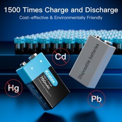 9V Lithium Batteries Kratax USB 9V Rechargeable Batteries and 4in1 Charger Cable