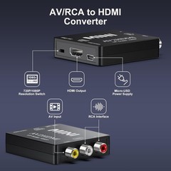 RCA to HDMI, AV to HDMI Converter, 1080P Mini RCA Composite CVBS Video Analogue