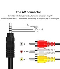 Av Cable, 3.5mm to RCA AV Output Cable for TV, Smartphones,MP3, ,Speakers,Hom…
