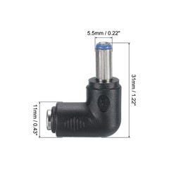 uxcell DC Power Connector Adapter, 2Pcs 90 Degree Angle 5.5mm x 2.1mm Black