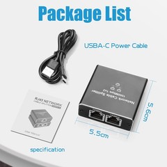 Ethernet Splitter 1 to 2 1000Mbps LAN Network Splitter Internet Splitter RJ45…