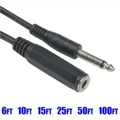 6-100FT 1/4″ 6.35mm Mono Male to Female Audio Extension Cable Dj Speaker Guitar