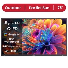 Sylvox 75″ QLED Outdoor TV SMART Google TV Waterproof Apps Dolby Atmos Voice-Con