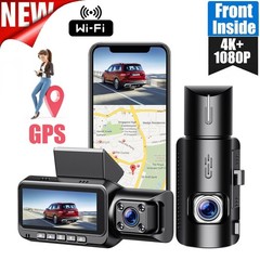 4K WiFi GPS Dual Dash Cam 3″ Screen 2160P+1080P Car Camera Night Vision G-Sensor