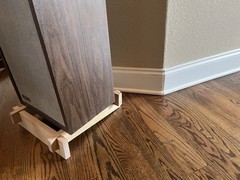 low profile tilted speaker stand wood pair unfinished rustic oak