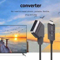 SCART to Hdmi-Compatible Converter Cable 1080P SCART in HDMI Out HD 720P/1080P S