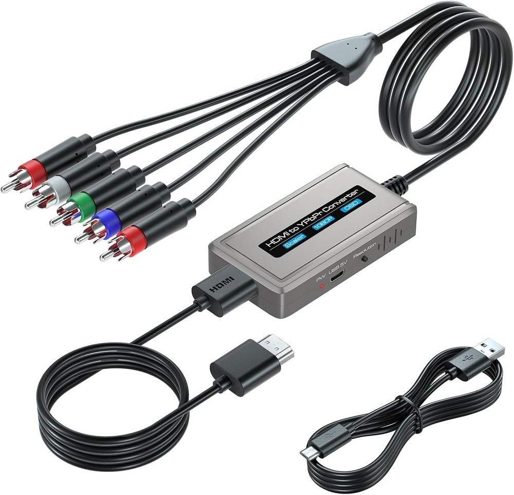 High-Definition HDMI to Component Converter with Integrated Cables & Scaler