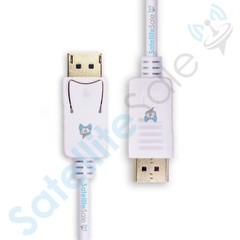 SatelliteSale DisplayPort DP Cable Male to Male 4K/30Hz 8.64Gbps PVC White Cord