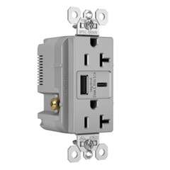 Pass & Seymour Commercial USB Charging Receptacle – 20a type a c gray