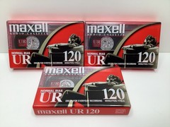 Lot Of 3 Maxell UR 120 Minute Blank Audio Cassette Tapes – New Factory Sealed