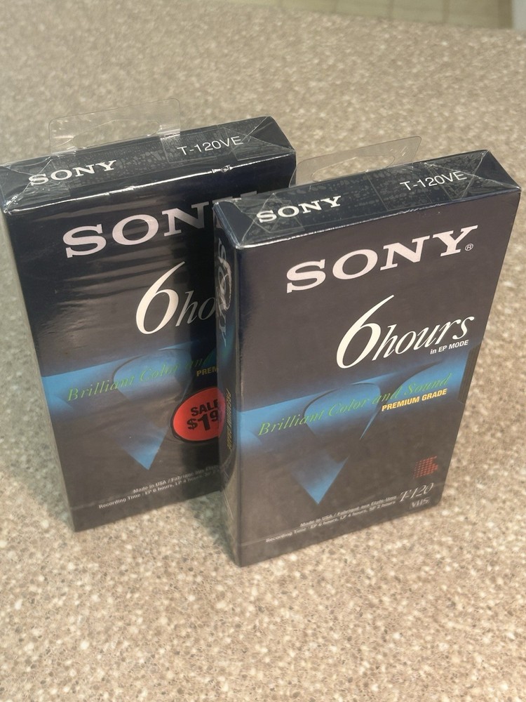 2 Sony 6 Hours T-120 VHS Tapes Premium Grade *BRAND NEW, SEALED!