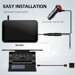 Solar Magnetic Wireless RV Backup Camera 1080P 7” Monitor for Car Truck Camper