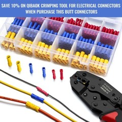 600 PCS Butt Splice Crimp Connectors Insulated Electrical Straight Wire Termi…