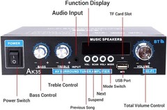 AK35 Stereo Amplifier Home Audio Max 200W Power 2Channel Stereo Receiver with BT