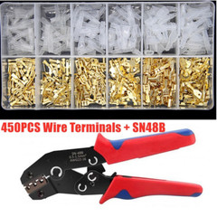 450x Wire Connectors Spade Crimp Terminals SN-48B Ratchet Crimper Plier Tool Kit