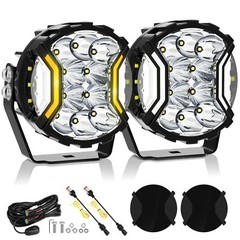 MICTUNING 4″/5″ 180W LED Work Light Pods Offroad Fog Driving Lamp Wiring Harness
