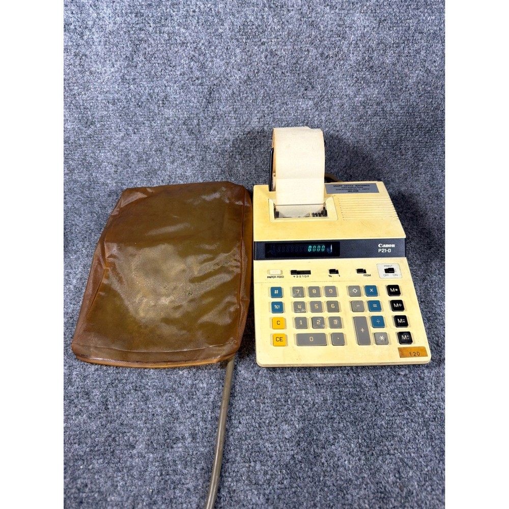 Vintage Canon P21-D Desktop Printing Calculator with Cover Made in Japan 120V