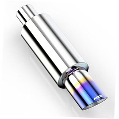 Exhaust Muffler, Stainless Steel Exhaust Tip 15″ 2.25 Intlet 3 outlet Burnt