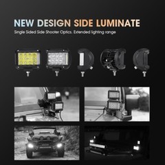 2x Tri Row 4″inch 90W Pods LED Work Light Bar FLOOD Offroad ATV SUV 4WD PK 18W