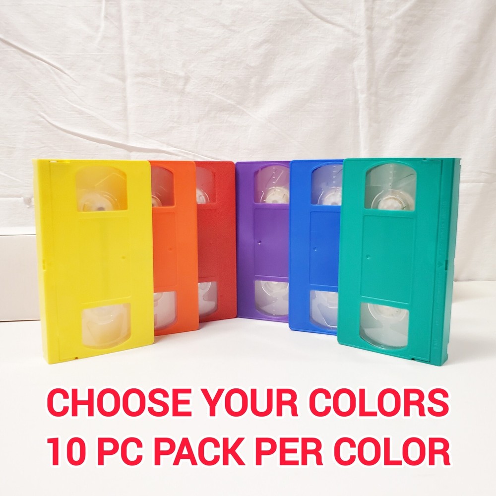VHS Video Cassette Tape Shells Box Empty Blank Colored V-0 Bulk 10 Pack New