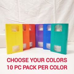 VHS Video Cassette Tape Shells Box Empty Blank Colored V-0 Bulk 10 Pack New