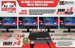4K HDMI 2.0 Cable Repeater Mirror Splitter Amplifier HUB Box 3D 1 In 4 Out 1×4