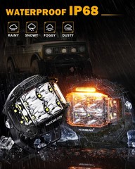 6X AUXBEAM 4” LED Work Driving Light Pods Ditch Fog Dual Side Shooter Amber DRL