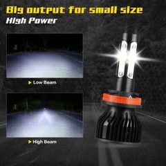 Pair 4-Sides H11 LED Headlight High or Low Beam Bulbs 1800W 216000LM 6000K White
