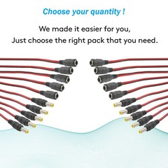 5~50Pcs DC Pigtail Power Cords Male Female Barrel Plugs Connectors 5.5mm x 2.1mm