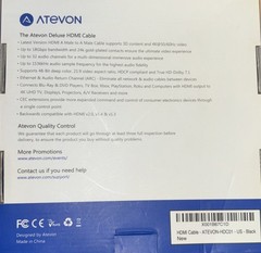 Atevon Deluxe 4K HDMI Cable 6ft 24K Gold Plated 18Gbps Bandwidth